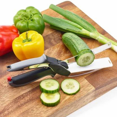 Varni Clever Cutter 2 in 1 Food Chopper/Tool Slicer Dicer/Vegetable & Fruit Cutter/Kitchen Scissors/Knife/Chopping/Cutting Board Vegetable & Fruit Chopper Vegetable Grater & Slicer(1 cleaver cutter)
