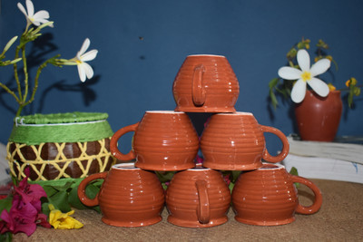 Marwari Arts Pack of 6 Ceramic Cup Set Kullad Cups Pottery Chai Kulhad With Handle Cup Glass for tea/coffee Ceramic Tea Cups Tableware Tea Cups For Home Office | Tea Cups Set | Cup Set Tableware Kitchenware(Brown, Cup Set) Marwari Arts Pack of 6 Ceramic Cup Set Kullad Cups Pottery Chai Kulhad With Handle Cup Glass for tea/coffee Ceramic Tea Cups Tableware Tea Cups For Home Office | Tea Cups Set | Cup Set Tableware Kitchenware(Brown, Cup Set)