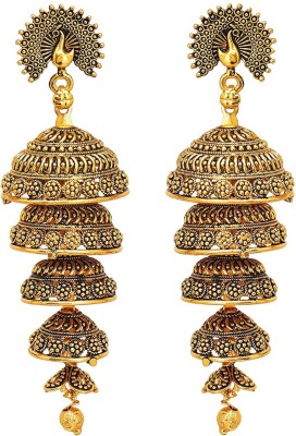 Aadiyatri Price is Right Antique look long Bridal Jhumki Earrings Brass Jhumki Earring