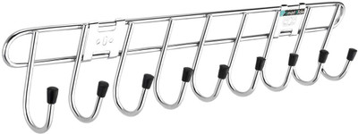 SMART SLIDE Heavy 9 Hook Stainless Steel Wall/Door Mounted Cloth Hooks/Hanger/Key Holder/Door Wall Robe Hook/Kitchen/Towel Hook Rail for Kitchen, Bathroom and Wardrobe Hook Rail 9(Pack of 1)