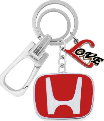 MGP FASHION Full Metal Stainless Steel Red Colour Honda Logo car Bike Accessory Locking Hook Keyring love pendant (Silver,Red) Key Chain