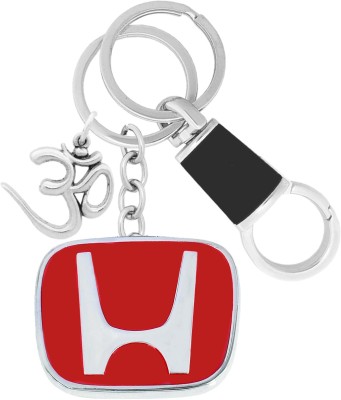 MGP FASHION Full Metal Stainless Steel Red Colour Honda Logo car Bike Accessory Locking Hook Keyring Om pendant (Silver,Red) Key Chain
