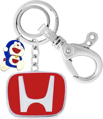 MGP FASHION Full Metal Stainless Steel Red Colour Honda Logo car Bike Accessory Locking Hook Keyring Doraemon Cartoon pendant (Silver,Red) Key Chain