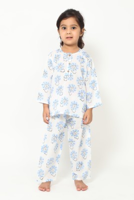 Chheent Kids Nightwear Girls Printed Cotton(Blue Pack of 1)