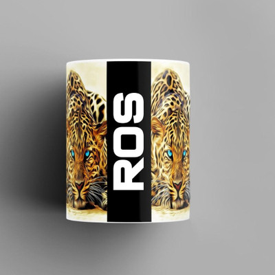 Beautum Name Printed Ros Cheetah Design White Ceramic (350) ml. Model No:BMNAT017888 Ceramic Coffee Mug(350 ml)