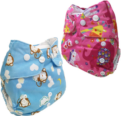 MOM'S PRIDE Reusable Pocket Cloth Diapers Without Inserts Pack of 2