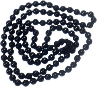anagha Hand Knotted 8 mm Hakik beads Black color Mala Stone Chain