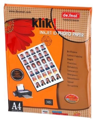 Desmat Klik Inkjet Photo Paper 50 sheets Unruled A4 180 gsm Photo Paper(Set of 1, White)