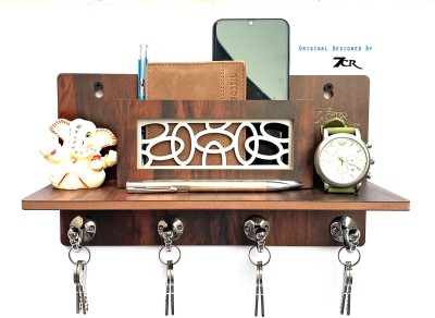 7CR 7CR Swiss Key Holder (WB) Wood Key Holder(4 Hooks, Brown)