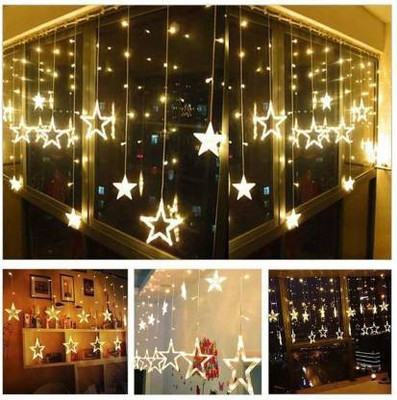 spark world 138 LEDs 3.51 m Yellow Color Changing, Flickering, Steady Star Rice Lights(Pack of 1)
