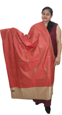 Vrinde Polyester Wool Blend Woven Women Shawl(Red)