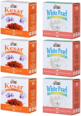 La Era White Pearl Cream Soft Milk Soap + Kesar Luxury Saffron Sandal Soap (Kesar goti) (6*100 gm) Pack of 6(6 x 100 g)