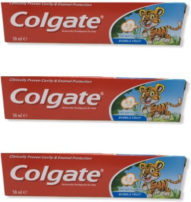 Colgate Anticavity Toothpaste for Kids, Bubble Fruit (2-5 yrs) -50ml Pack Of 3 Toothpaste(150 g, Pack of 3)