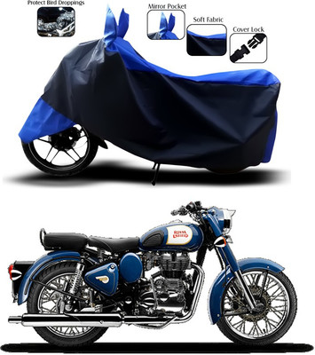 SEBONGO Two Wheeler Cover for Royal Enfield(Bullet 350, Blue)