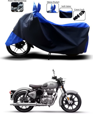 SEBONGO Two Wheeler Cover for Royal Enfield(Bullet 350, Blue)