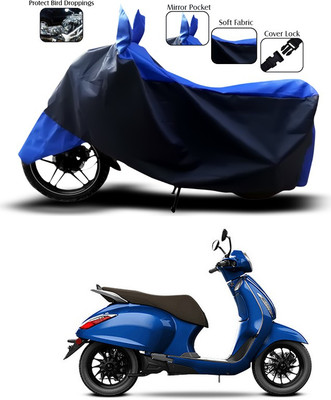 SEBONGO Two Wheeler Cover for Bajaj(Chetak, Blue, Black)