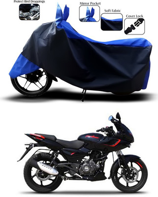 SEBONGO Two Wheeler Cover for Bajaj(Pulsar 180 DTS-i, Blue, Black)