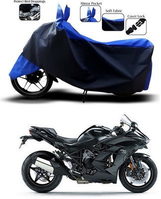 ANTHUB Two Wheeler Cover for Kawasaki(Ninja, Blue, Black)