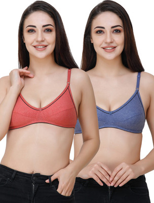 Docare Women Full Coverage Non Padded Bra(Red, Blue)