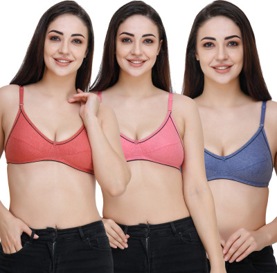 Docare Women Full Coverage Non Padded Bra(Red, Pink, Blue)