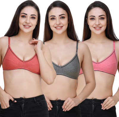 Docare Women Full Coverage Non Padded Bra(Red, Green, Pink)