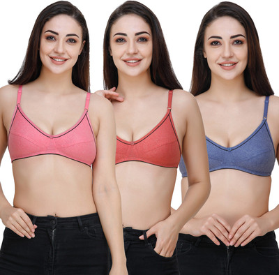 Docare Women Full Coverage Non Padded Bra(Pink, Red, Blue)