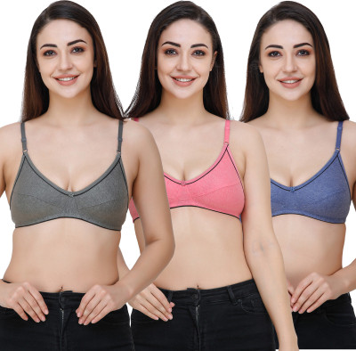 Docare Women Full Coverage Non Padded Bra(Green, Purple, Brown)