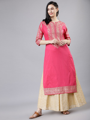 Vishudh Women Solid Straight Kurta(Multicolor)