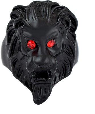 morir 316L Stainless Steel Red Cubic Zirconia Lion's Head Ring Macho Design Roaring Lion Finger Ring Band Ring for Mens/Boys Stainless Steel Gold Plated Ring
