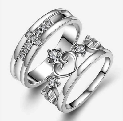 EMDEE COLLECTION Couple Rings for lovers Silver Diamond Silver Plated Ring