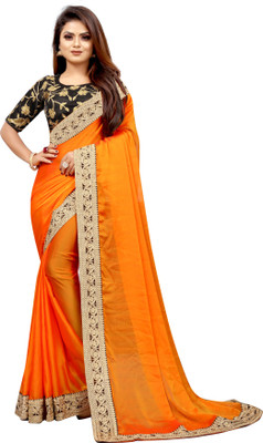 Barkiya Creation Embroidered Bollywood Chiffon Saree(Orange)