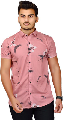 COMBRAIDED Men Printed Casual Pink Shirt