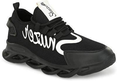 Shuzer68 Solid Premium Trendy Comfortable Lace-up Mesh Running Shoes For Men(Black)