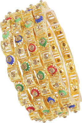Zulka Get Your Traditions Metal Zircon Bangle Set(Pack of 4)