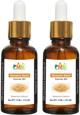 PMK Pure Natural Sesame Seed Cold Pressed Carrier Oil (15ML Pack of 2)(30 ml)