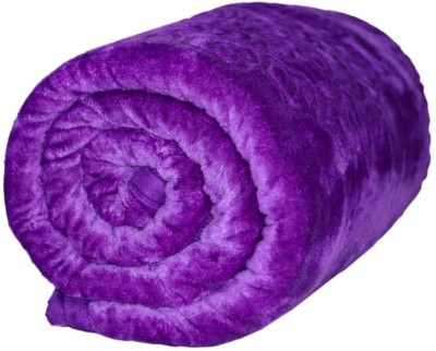 Rajasthan handicraft center Floral Double Mink Blanket for  Mild Winter(Microfiber, Purple)