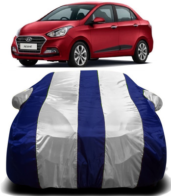 V VINTON Car Cover For Hyundai Xcent (With Mirror Pockets)(White, Blue)