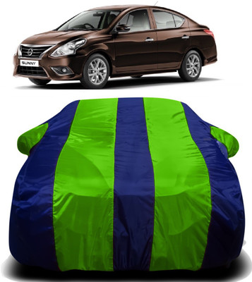 V VINTON Car Cover For Nissan Sunny (With Mirror Pockets)(Green, Blue)