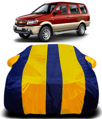 S Shine Max Car Cover For Chevrolet Tavera (With Mirror Pockets)(Yellow, Blue)