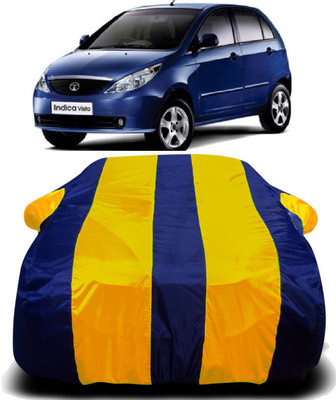 R Rayvin Star Car Cover For Tata Indica Vista (With Mirror Pockets)(Yellow, Blue)