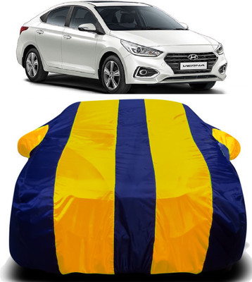 V VINTON Car Cover For Hyundai Fluidic Verna 4S (With Mirror Pockets)(Yellow, Blue)