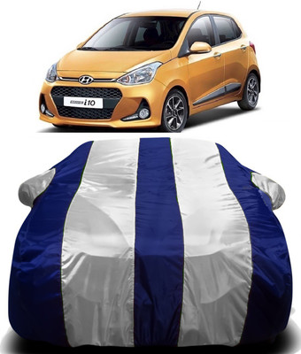 V VINTON Car Cover For Hyundai Grand i10 (With Mirror Pockets)(White, Blue)