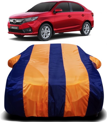XOCAVO Car Cover For Honda Amaze (With Mirror Pockets)(Orange, Blue)