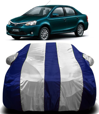 S Shine Max Car Cover For Toyota Etios (With Mirror Pockets)(White, Blue)