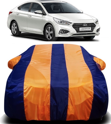 Swarish Car Cover For Hyundai Fluidic Verna 4S (With Mirror Pockets)(Orange, Blue)