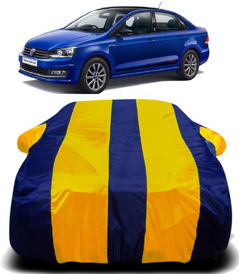 XOCAVO Car Cover For Volkswagen Vento (With Mirror Pockets)(Yellow, Blue)