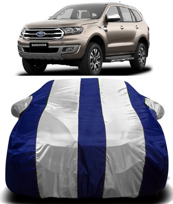 Swarish Car Cover For Ford Endeavour (With Mirror Pockets)(White, Blue)