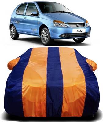 S Shine Max Car Cover For Tata Indica eV2 (With Mirror Pockets)(Orange, Blue)