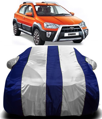 V VINTON Car Cover For Toyota Etios Cross (With Mirror Pockets)(White, Blue)