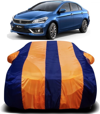 V VINTON Car Cover For Maruti Suzuki Ciaz (With Mirror Pockets)(Orange, Blue)